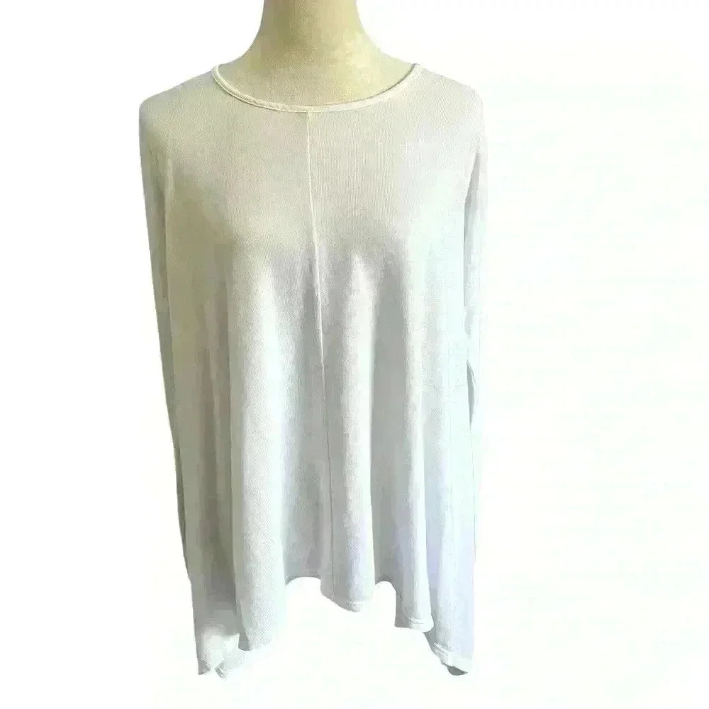 Fresh Produce Women’s Top Sweater White Loose Fit Scoop Neck M/L Lightweight